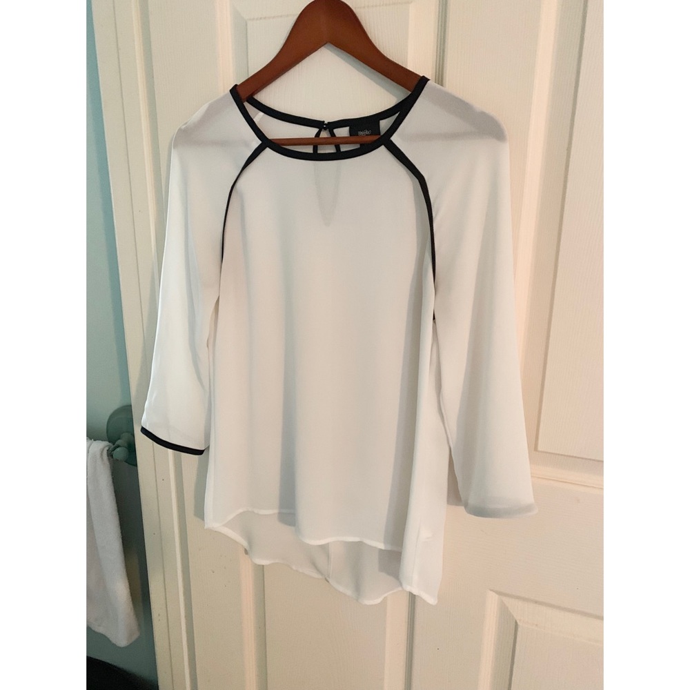 White with black trim blouse